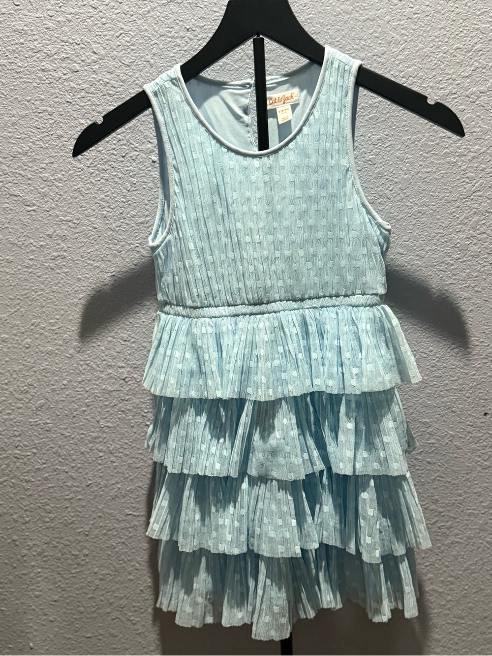 Cat & Jack Pale Blue Textured Tiered Girls Dress